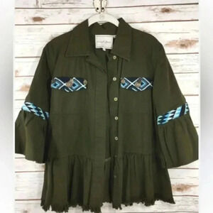 Anthropologie Boho green jacket size S